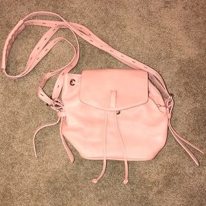 Pink Faux Leather Crossbody Purse